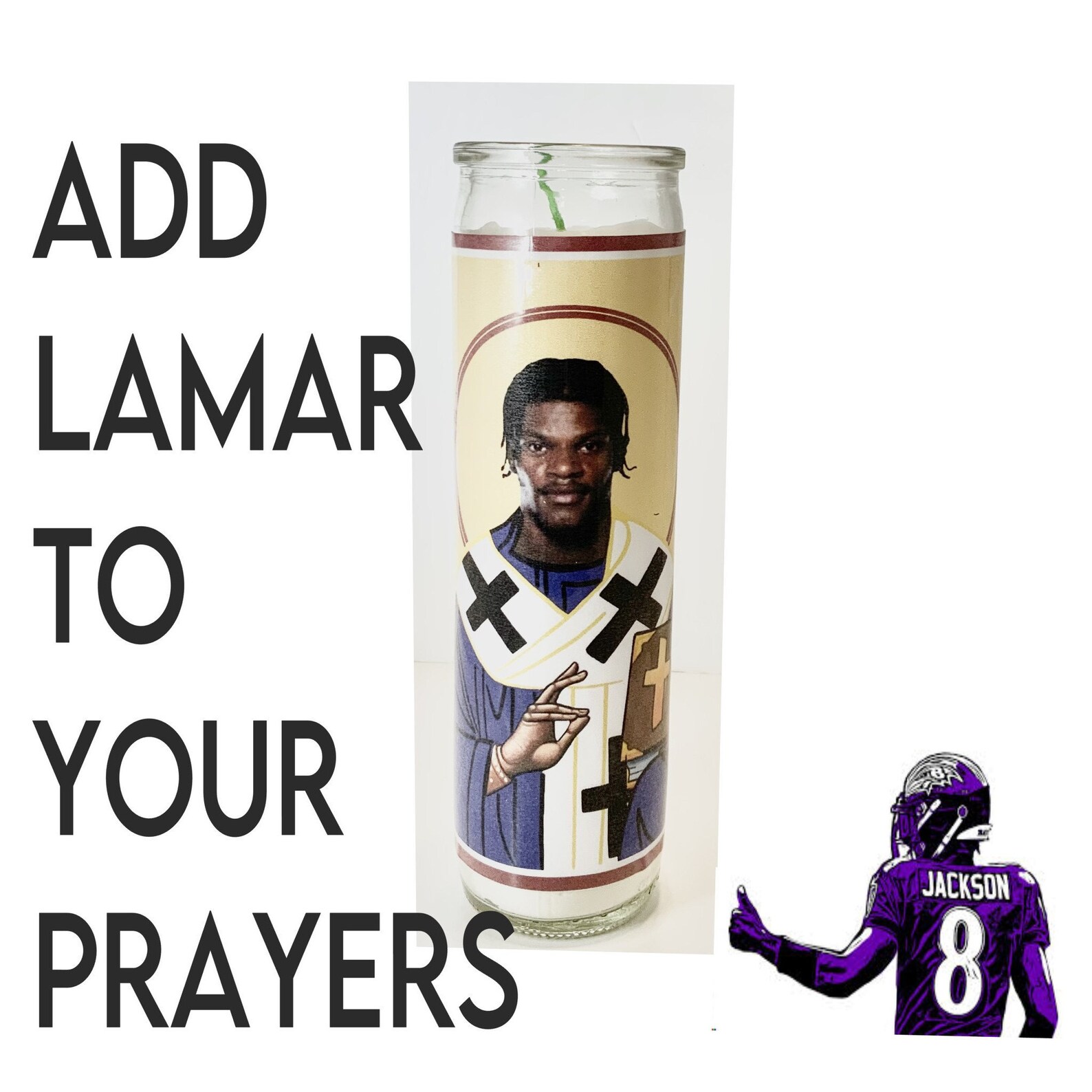 Custom Celebrity Prayer Candle Lamar Jackson Avett Brothers Etsy