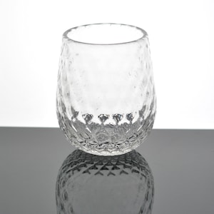 Stemless Optic Wine Glasses with Diamond Pattern Hand Blown Glassware Goblet Beverage Juice Cocktail Cup Modern Drinking Glass Newlywed Gift