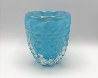 Water Blue  Campfire Crackle Votive Candle Holder