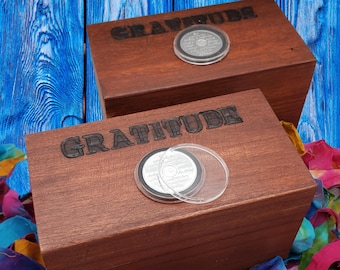 Gratitude AA Chip Holder Wood Recovery God Box Serenity Prayer Sobriety Gift