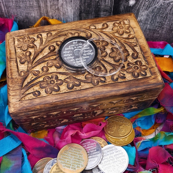 Carved Wood Relief Alcoholics Anonymous AA Chip Holder God Box Serenity Prayer recovery gift serenity prayer chip sobriety birthday