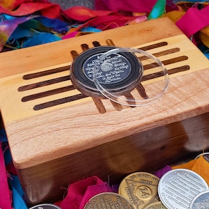 Hand-Painted AA Chip Holder Serenity Prayer Tribal Cross Wood Recovery God Box