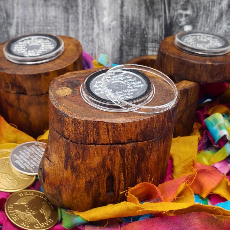 Hand carved AA chip holder all natural wood rustic recovery keepsake with feature clear capsule chip holder on top and unique swivel lid. Hold approximately 20 sobriety coins