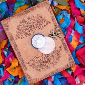 Leather Tooled Recovery Journal: Serenity Prayer Chip Holder, AA Sobriety Gift