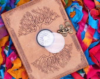 Leather Tooled Recovery Journal Serenity Prayer Chip Holder AA Sobriety Gift