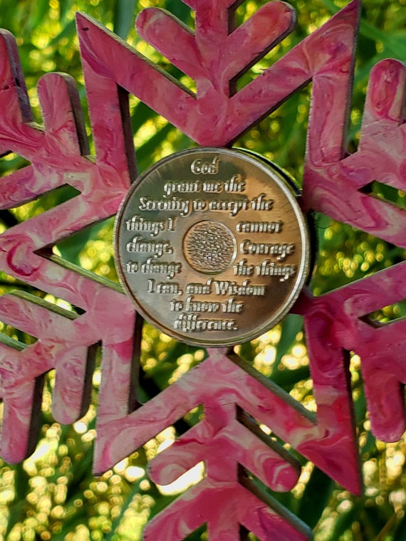 Serenity Prayer Alcoholics Anonymous AA Chip Holder Wood Bookmark Gratitude  God Box Recovery Gift Set 
