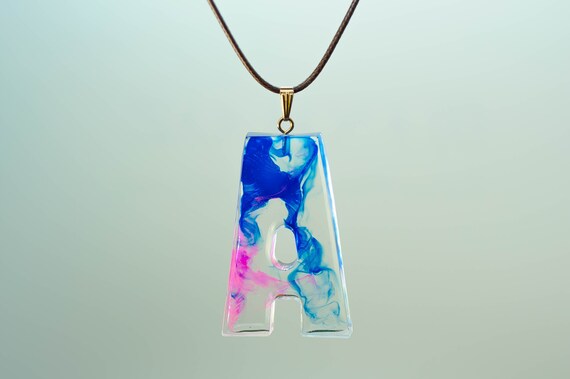 Womens Handcrafted Resin necklace Handmade Wood Resin necklace pendant for women Gift for her Blue Galaxy Resin jewelry for women
