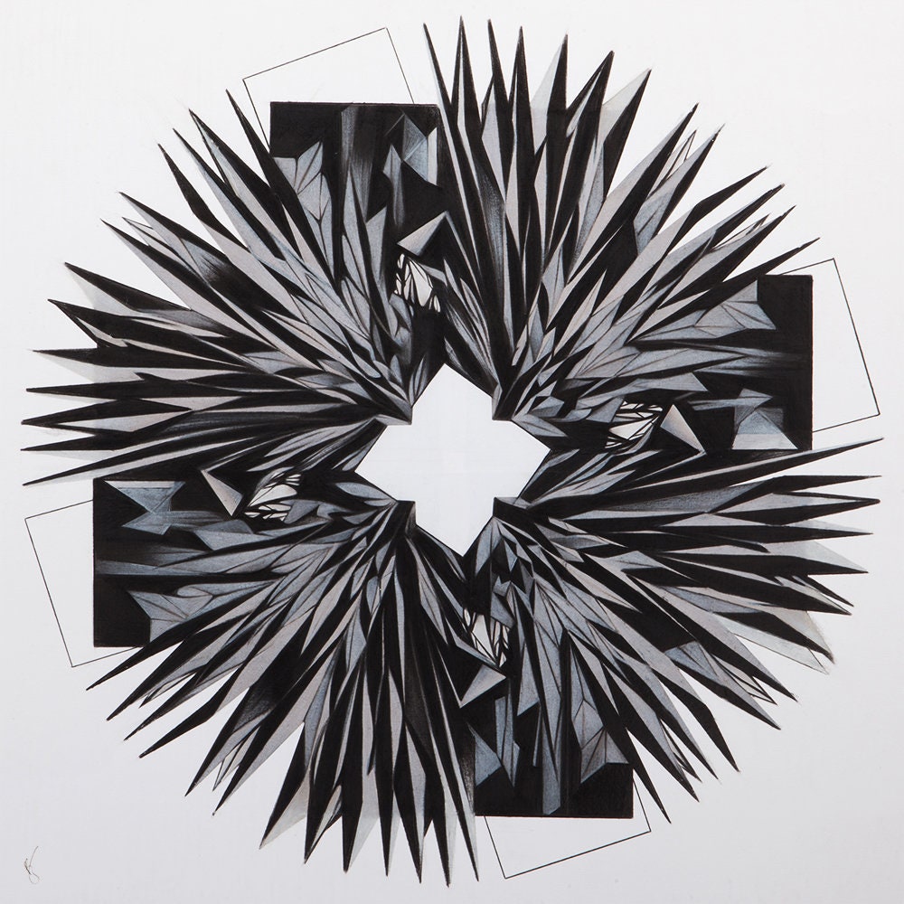 Illustration Imprimee Abstraite Noir et Blanc Temps