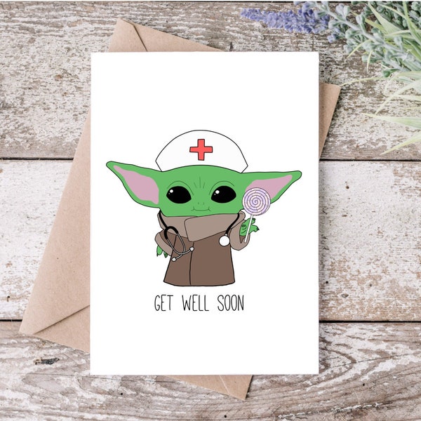 Baby Yoda "Get Well Soon" | 5x7 Greeting Card