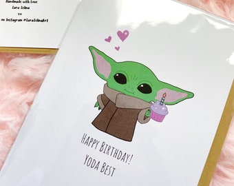 Yoda Birthday Card Etsy