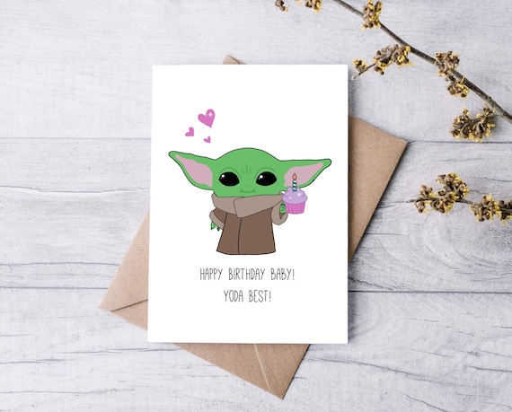 Joyeux Anniversaire Bebe Yoda Best Carte De Vœux 5x7 Bebe Etsy