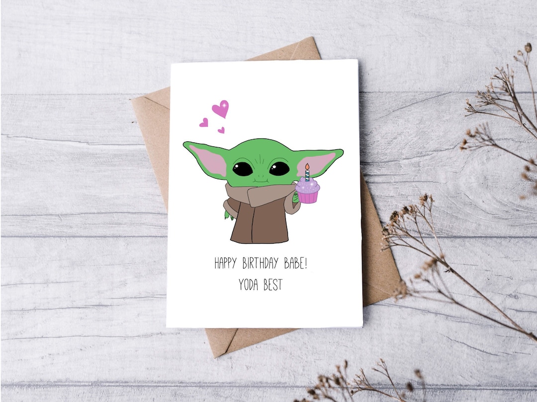 Baby Yoda Feliz cumpleaños bebé Yoda Best / Tarjeta de felicitación 5x7 ...