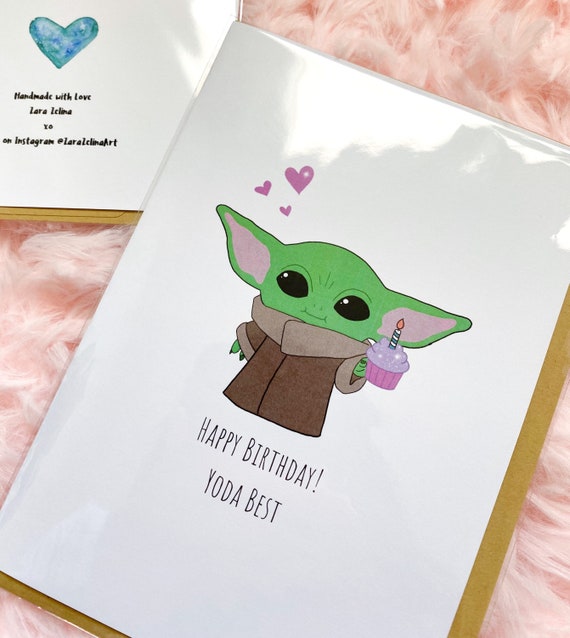 Tarjeta De Cumpleanos De Bebe Yoda Etsy