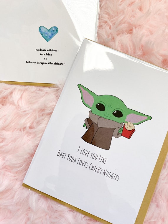 Baby Yoda Chicky Nuggies Chicken Nuggets Greeting Card Etsy Baby Yoda Chicky Nuggies Chicken Nuggets Greeting Card Etsy