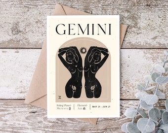Femme Zodiac - Gemini | Birthday Card 5x7
