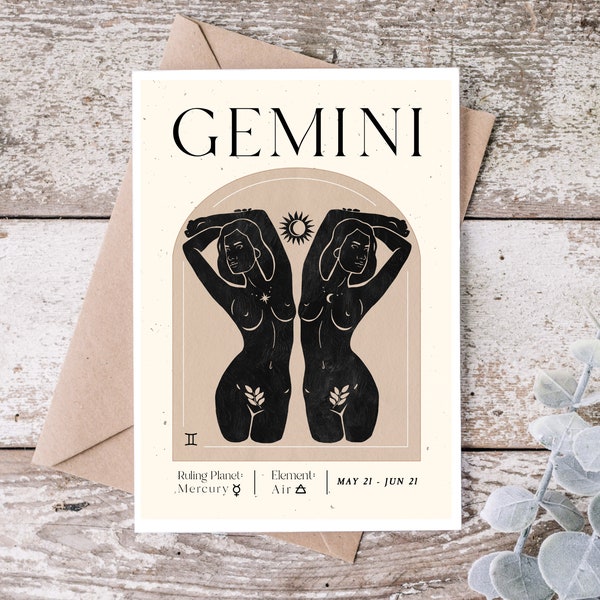 Femme Zodiac - Gemini | Birthday Card 5x7