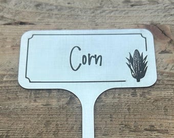 Plant Tag Stakes Stainless Steel Custom Laser Engraved or Blank, 3"x1.5" Tag, Weatherproof Garden Plant and Herb Marker