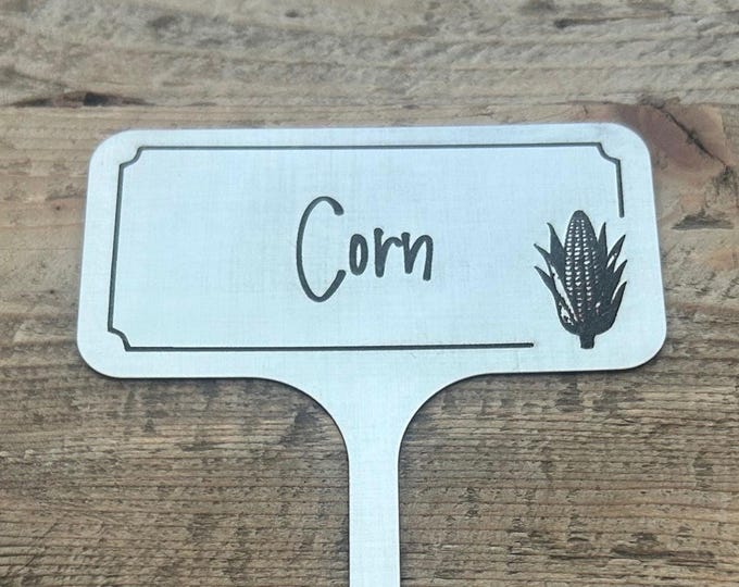 Plant Tag Stakes Stainless Steel Custom Laser Engraved or Blank, 3"x1.5" Tag, Weatherproof Garden Plant and Herb Marker