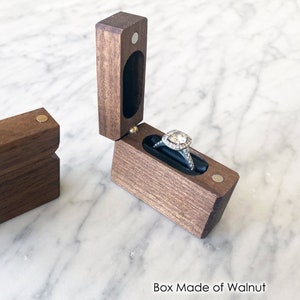 Engagement Ring Box / Proposal Ring Box / Wood Ring Box / Slim Ring Box - Personalize Engrave - Single Hinge - Wanderweg Shop