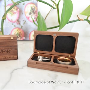 Personalized Double Wedding Ring Box: Engraved Wooden Ring Holder