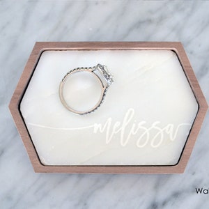 Personalized Marble Ring Dish Engagement Gift for Her / Trinket Dish Bridesmaid Gift / Wedding Shower Gift - Wanderweg Shop