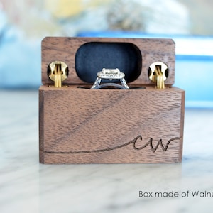 Premium Slim Engagement Ring Box / Proposal Ring Box / Travel Ring Box / Ring Bearer Box - Double Hinge - Personalized - Wanderweg Shop