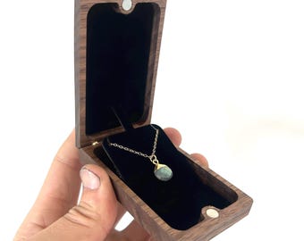 Engraved Lifted Pendant Wooden Gift Box: Slim Necklace Holder, Personalized Keepsake