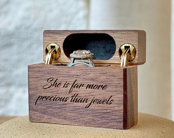 Personalized Slim Engagement Ring Box - Double Hinge - Engraved