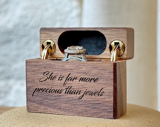 Personalized Slim Engagement Ring Box - Double Hinge - Engraved