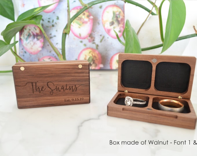 GENEMA Walnut Wood Jewelry Box Engagement Wedding Ceremony Ring Storage  Proposal Portable Ring Holder Rustic Wedding Ring Box - Walmart.com