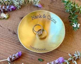 Handmade Brass Ring Dish – Personalized 21st Anniversary Gift