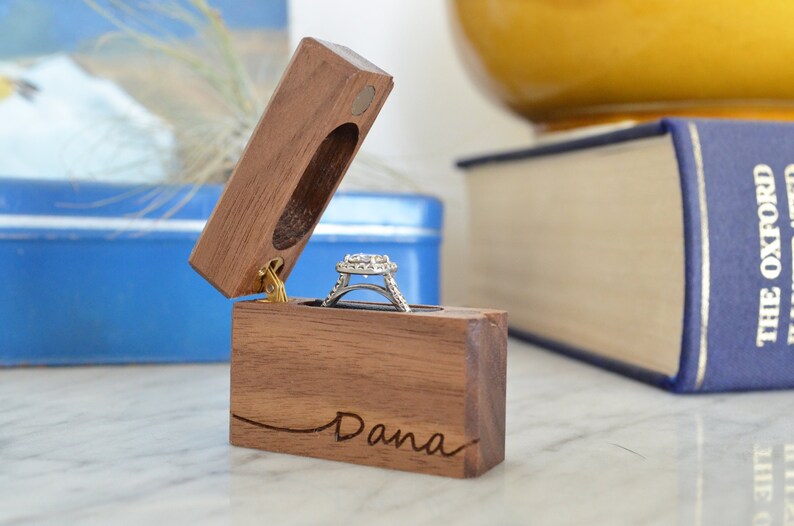 Slim Wooden Engagement Ring Box / Secret Proposal Ring Holder Etsy