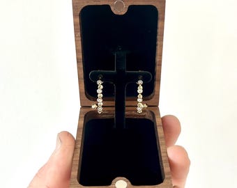 Flip-Up Stud Earring Presentation Box / Handcrafted Small Earring Gift Box Holder / Personalized Slim Earring Box - Wanderweg Shop