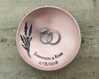 Personalized Floral Copper Ring Dish / 7th or 22nd Anniversary Copper Gift - 4" Round - Wanderweg Shop