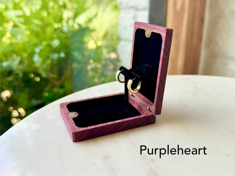 Personalized Wooden Stud Earring Box: Flip-Up Gift Presentation - Wanderweg Shop image 5