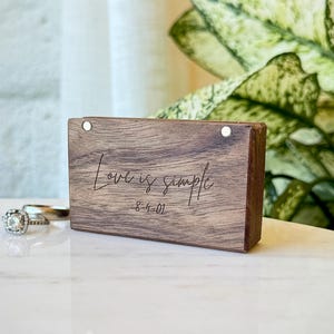 Personalized Double Wedding Ring Box: Engraved Wooden Ring Holder image 6
