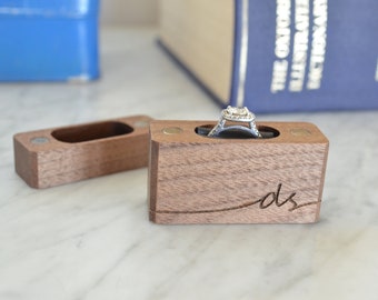 Magnetic Slim Engagement Ring Box - Personalize Engrave - Wanderweg Shop