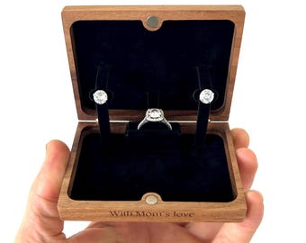 Slim Flip-Up Stud Earring and Ring Box