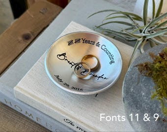Personalized Aluminum Ring Dish – 10th Anniversary Gift, Engraved 3.75" Round Tray
