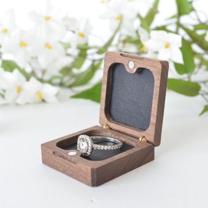 Slim Engagement Ring Box - Flat Minimalist Ring Box - Tooth Fairy Box - Personalized Engraved - Wanderweg Shop