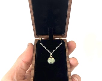 Engraved Lifted Pendant Wooden Gift Box: Slim Necklace Holder, Personalized Keepsake