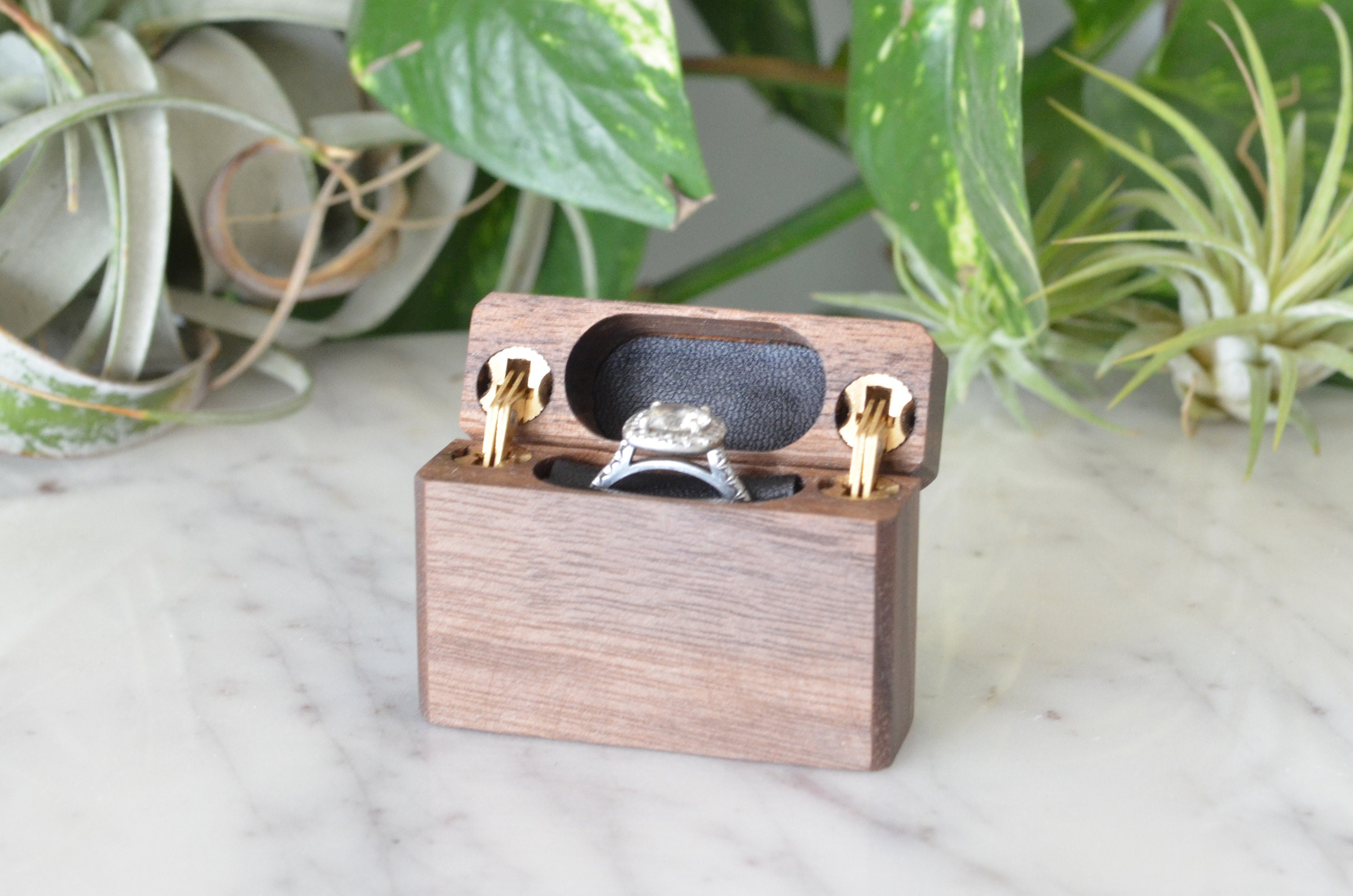 Slim Engagement Ring Box DoubleHinged Wanderweg Shop Etsy