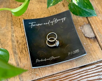 Personalized Square Steel Ring Dish – 11th Anniversary Gift