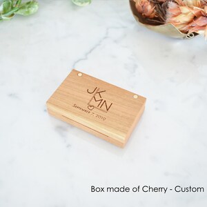 Personalized Double Wedding Ring Box: Engraved Wooden Ring Holder image 10