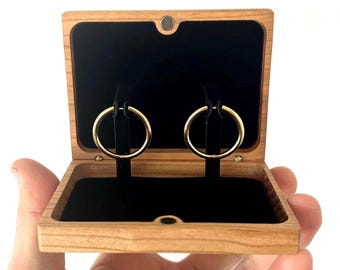 Custom Wooden Flip-Up Small Hoop Earring Case