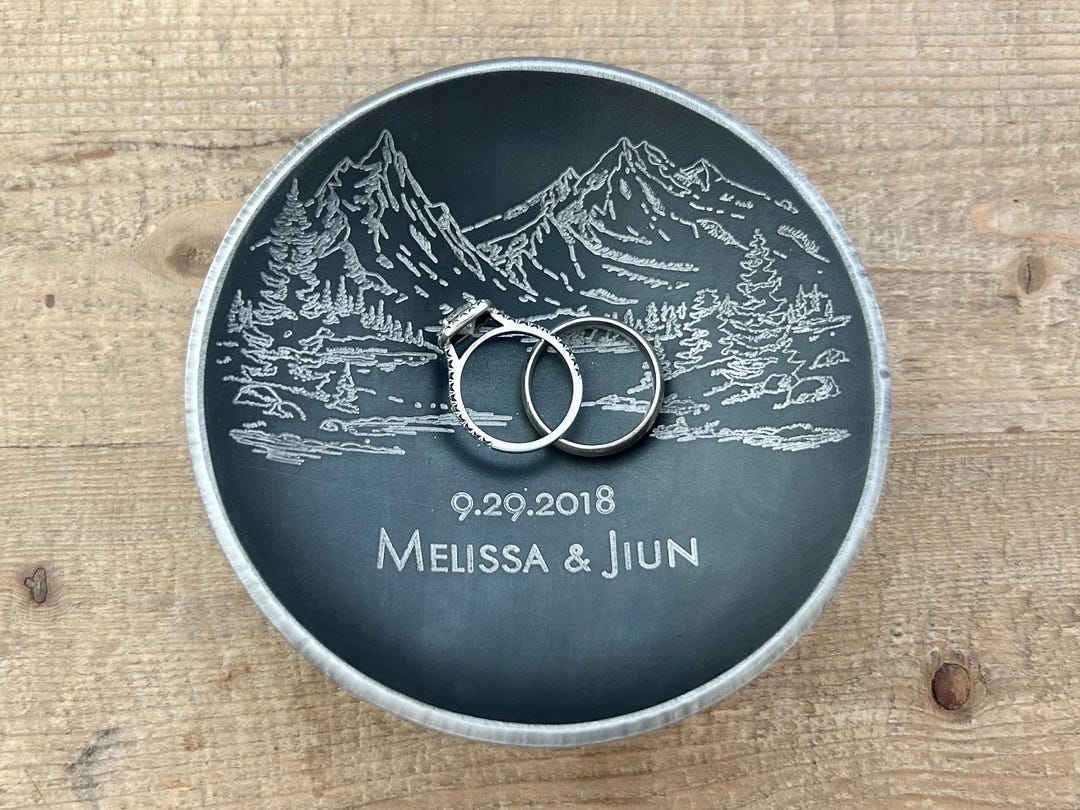 Personalized Adventure Landscape Ring Dish – Steel or Iron Anniversary ...
