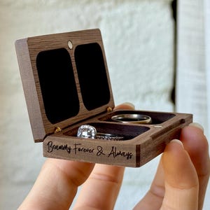 Personalized Double Wedding Ring Box: Engraved Wooden Ring Holder image 12