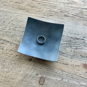 Square Iron Dish / 6th Anniversary Gift / Ring Holder / Valet Tray / Catchall Personalize Engrave 3.75 Square Wanderweg Shop image 8