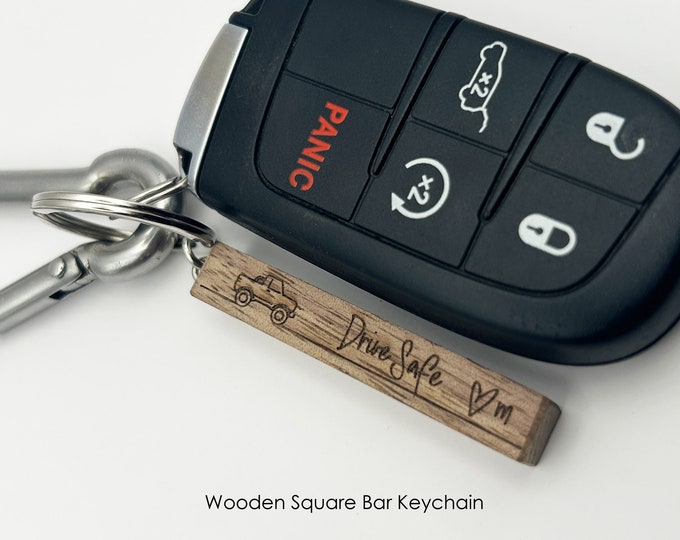 Drive Safe Vehicle Engraved Wooden Square Bar Keychain for Best Friend/Boyfriend/Girlfriend/5th Year Wood Anniversary Gift for Him or Her