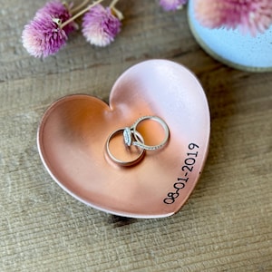 Personalized Copper Heart Ring Dish - 7th or 22nd Anniversary Gift